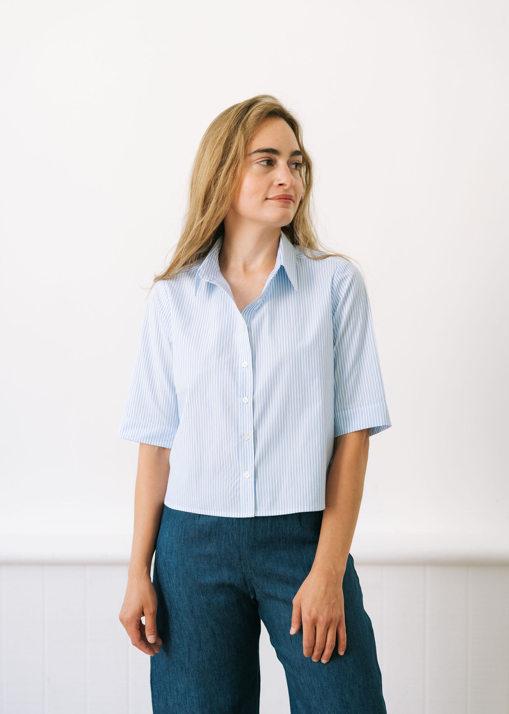 The Maven Top in Blue Stripe