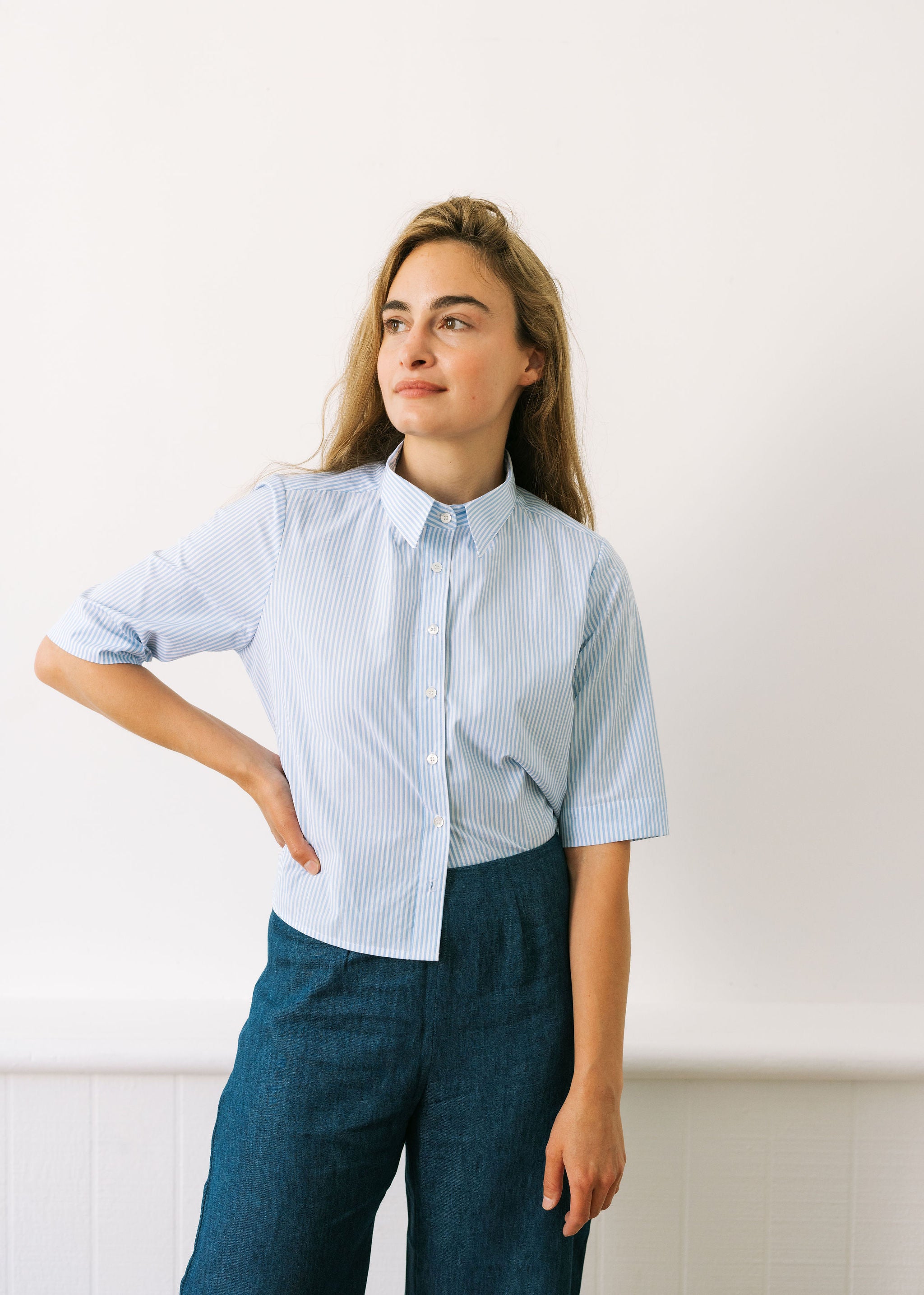 The Maven Top in Blue Stripe