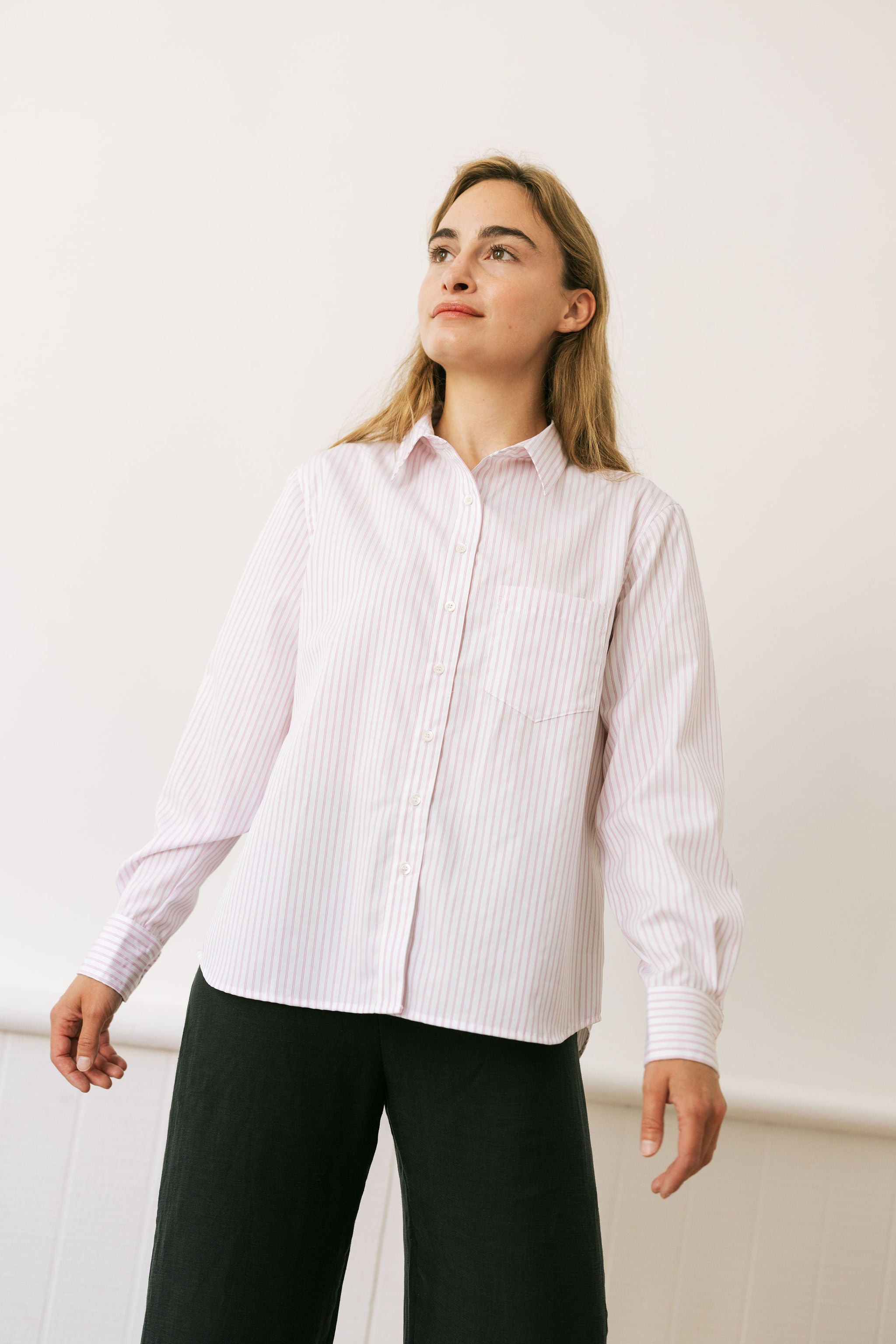 The Loren Top in Pink Stripe